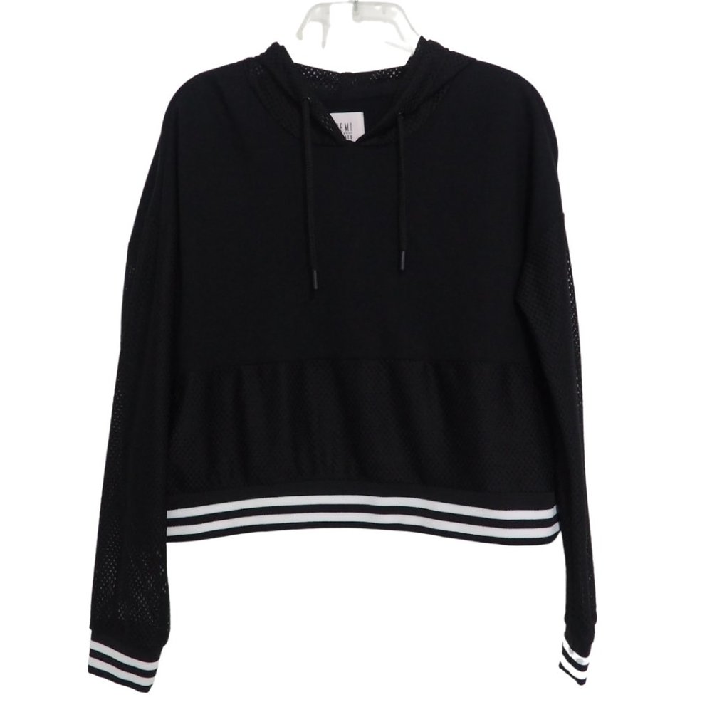 Fabletics Demi Lovato Mesh Hoodie Sweatshirt Black